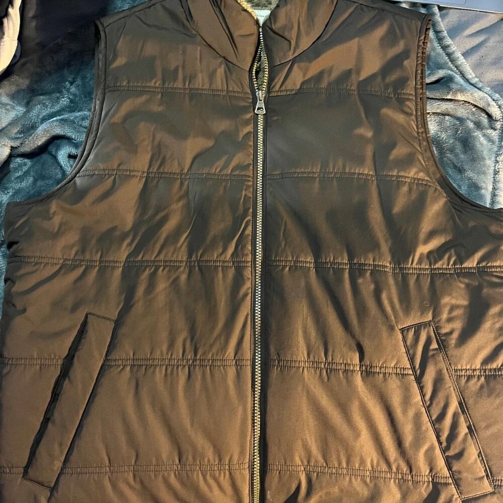 Mens Brown Fleece Vest Size L